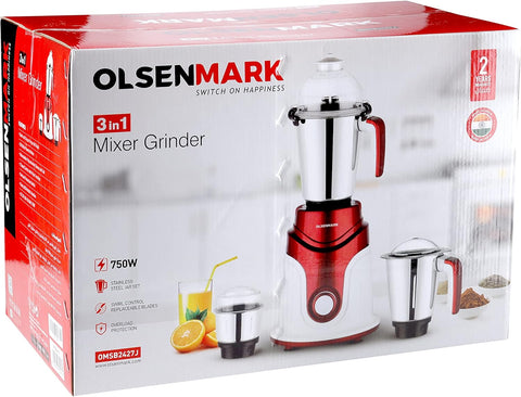 Olsenmark 3 In 1 Mixer Grinder with 20 cm Saucepan